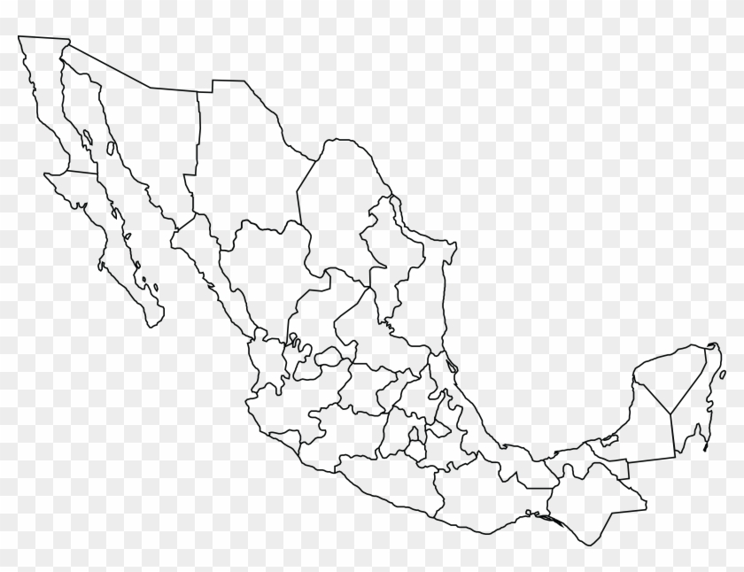 Free Of A Map Mexico - Mexico Map Black And White Clipart #5115335