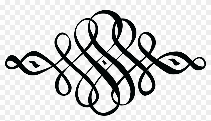 Free Clipart Of A Black And White Calligraphic Design - Decorative Calligraphy Lines Png Transparent Png