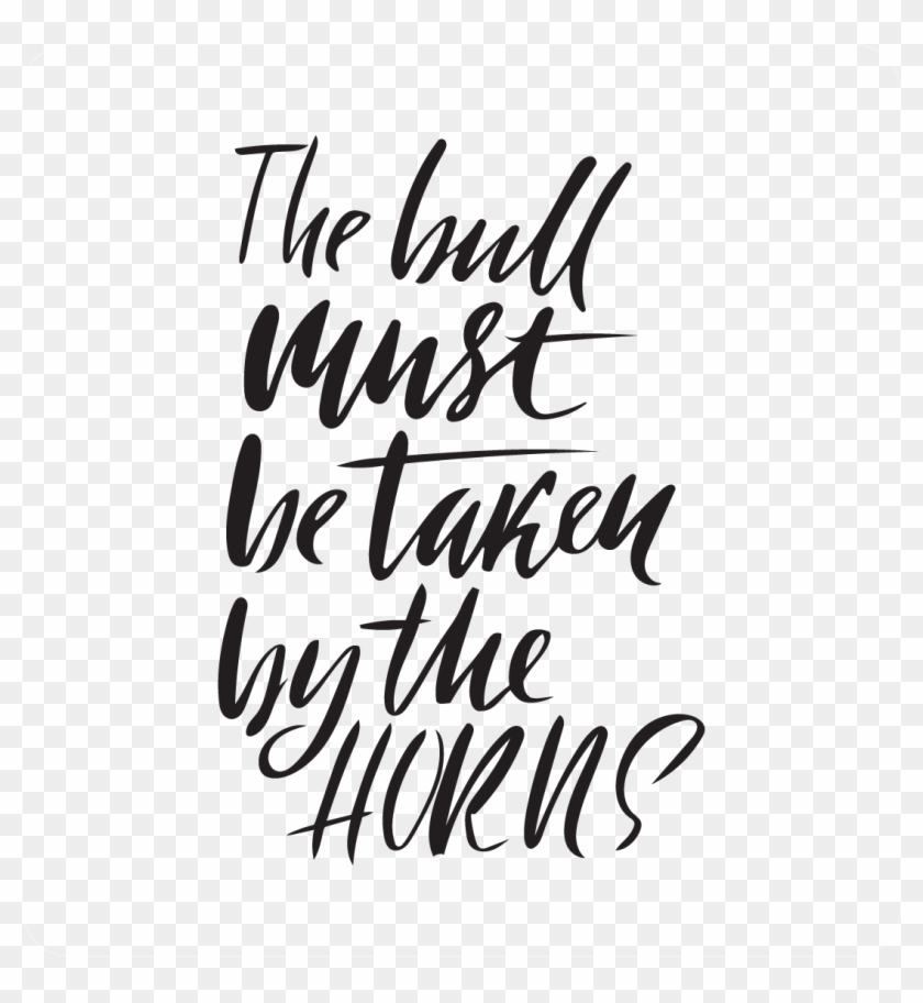 The Bull Must Be Taken By The Horns Decal - Calligraphy Clipart