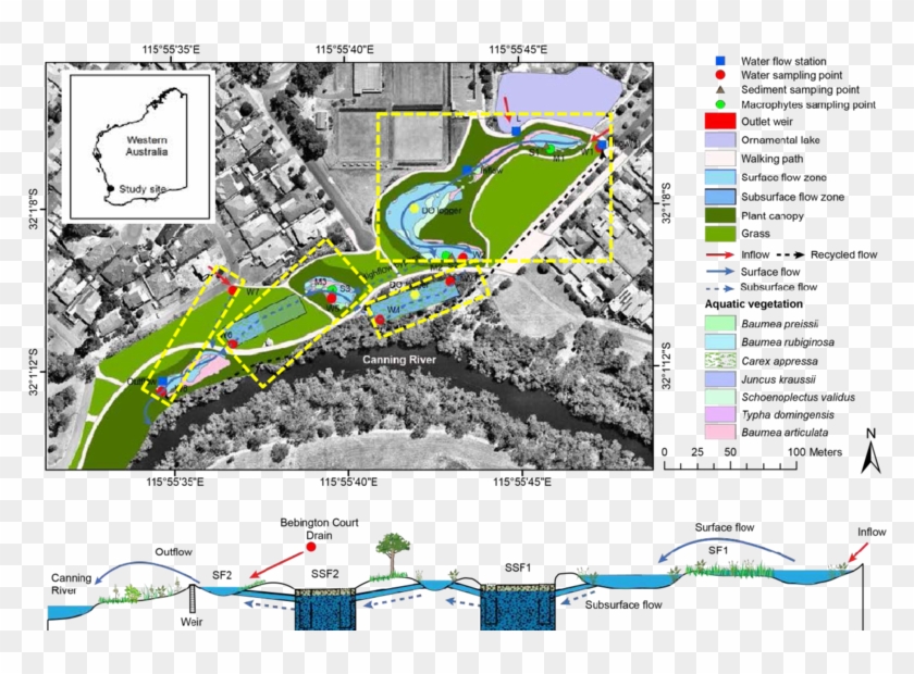Map Of The Wharf Street Constructed Wetland Indicating - Wharf Street Wetland Clipart