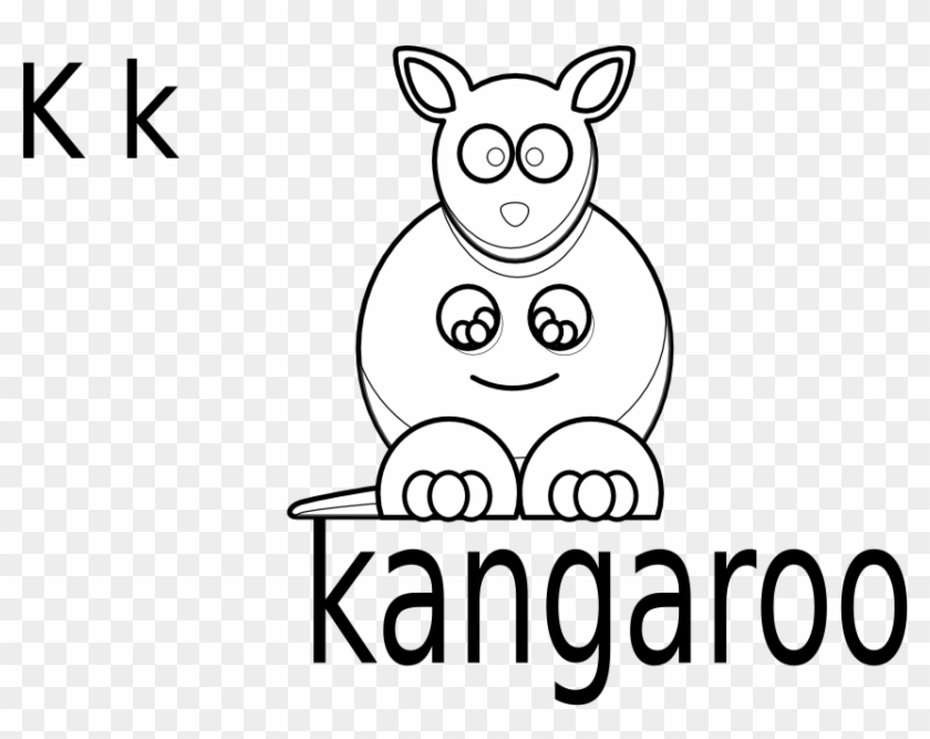 K For Kangaroo Black White Line Animal Animal 999px - Kangaroo Clipart #5120124