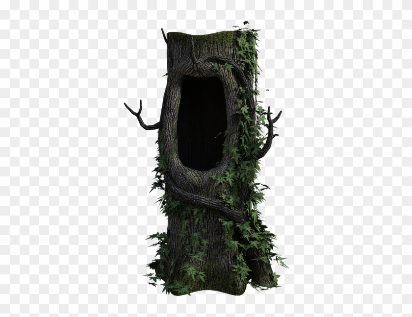 Tree Stump Hollow Fantasy Ivy Log Nature Forest - Garment Bag Clipart