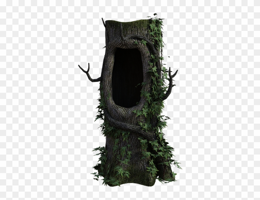 Tree Stump Hollow Fantasy Ivy Log Nature Forest - Garment Bag Clipart #5121996