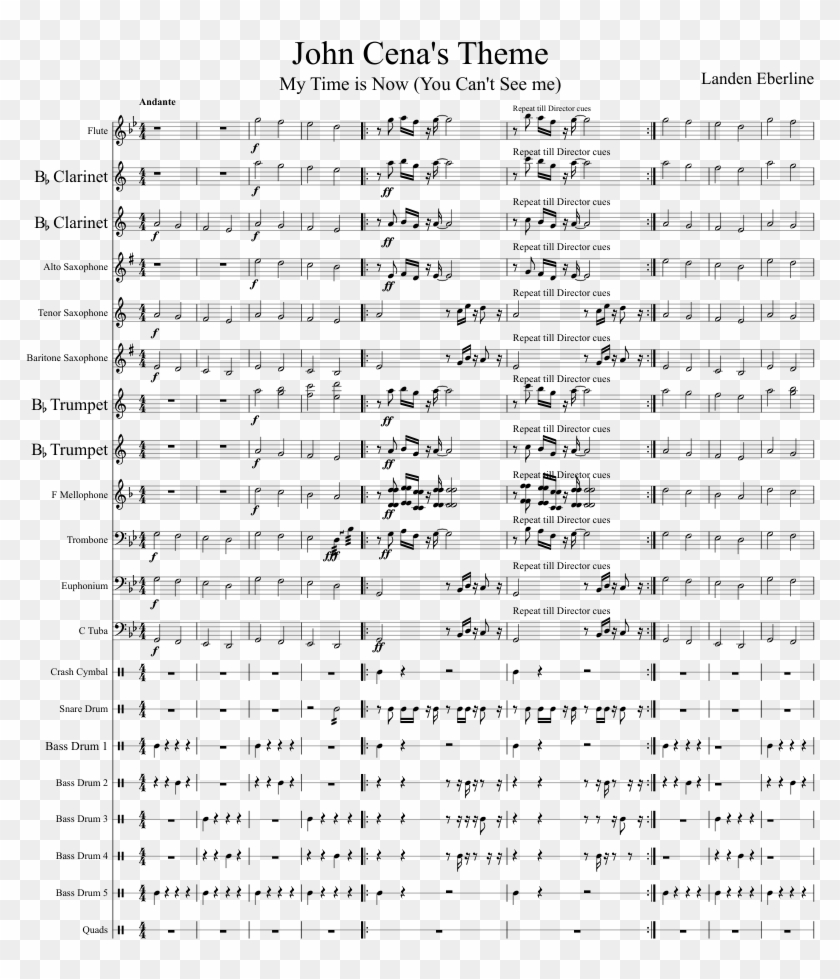 John Cena's Theme Sheet Music Composed By Landen Eberline - John Cena Theme Song Recorder Notes Clipart