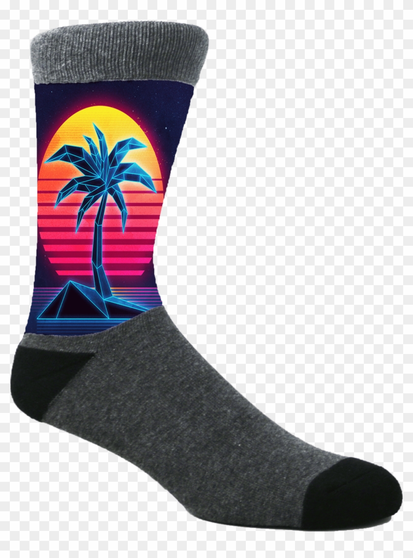 80's Neon Palmtrees - Sock Clipart #5123931