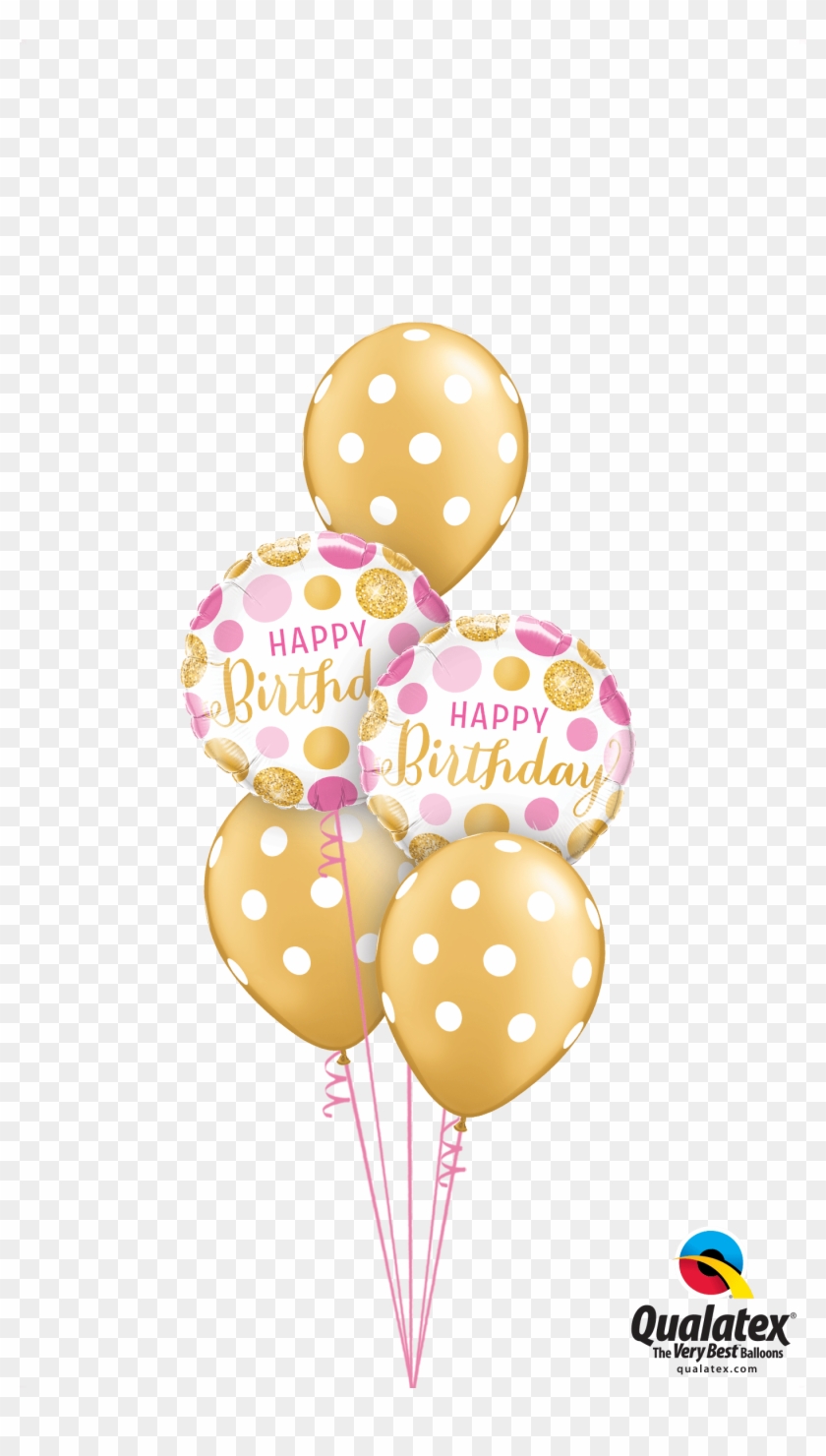 Get Gold & Pink Polka Dots Helium Balloons Delivered - Qualatex Fathers Day Balloons Clipart #5124647