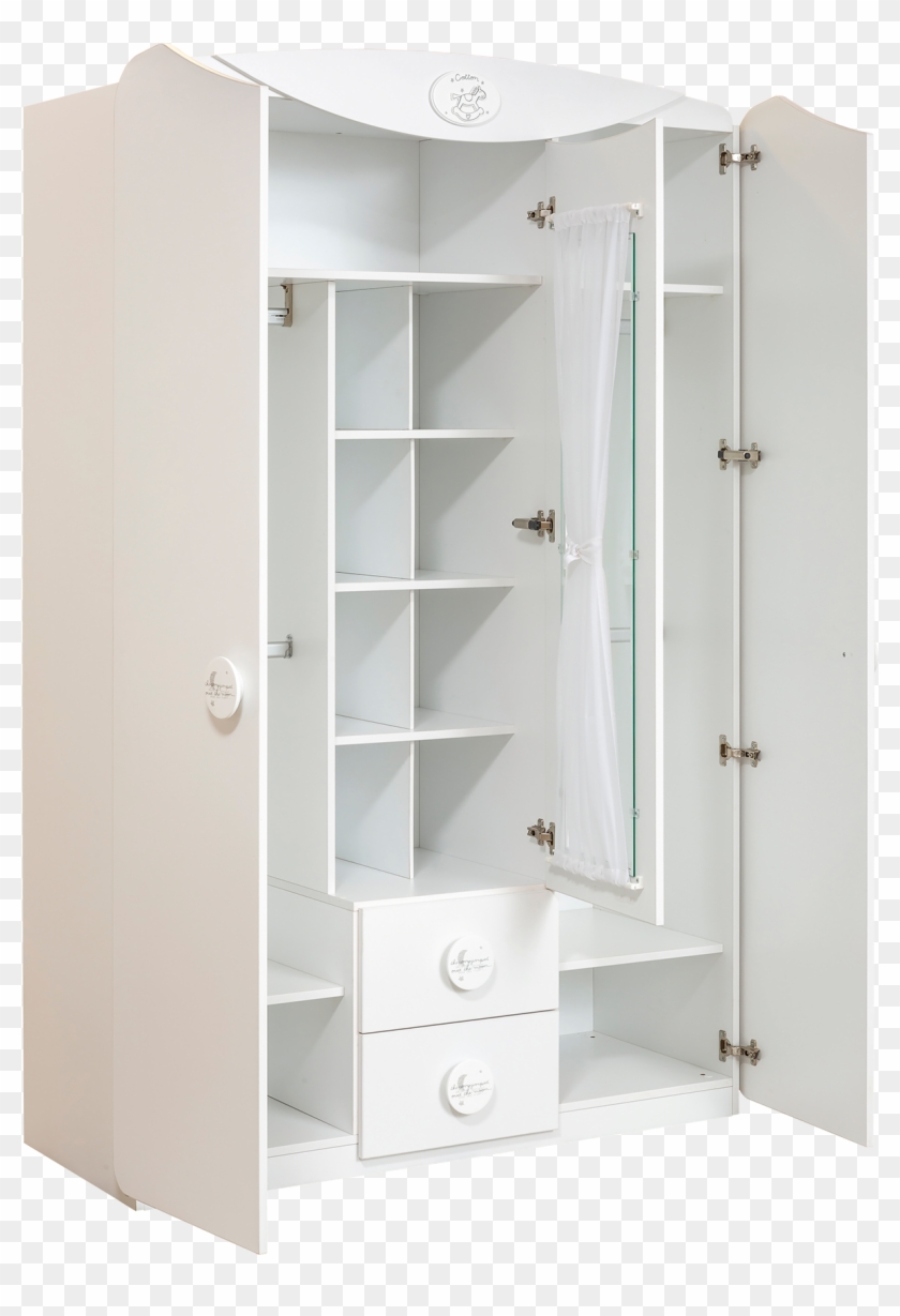 Baby Cotton 3 Doors Wardrobe With Window - Cupboard Clipart