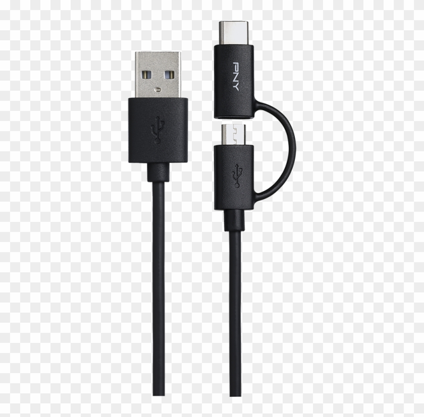 Usb A To C - 2in1 Cable Png Clipart #5127169