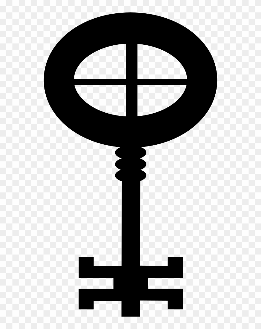 Key Design With Gross Oval And A Thin Cross Inside - Cross Clipart