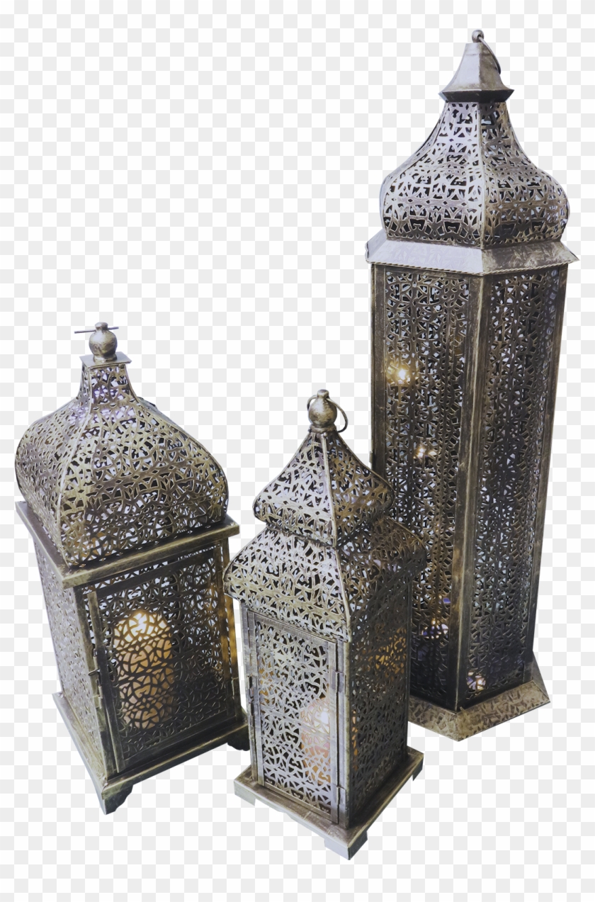 Brass Arabic Lamps Lit 3 - Arabic Lantern Png Clipart #5128106