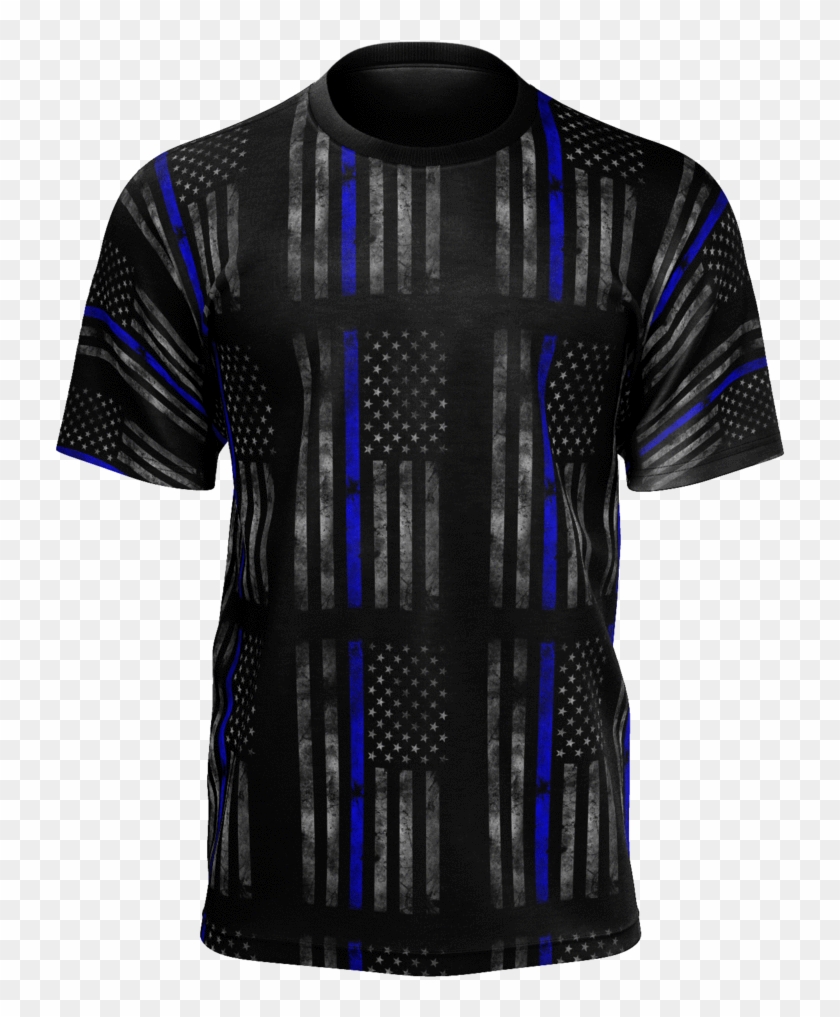 Faded American Flag Shirt With Thin Blue Line - Active Shirt Clipart
