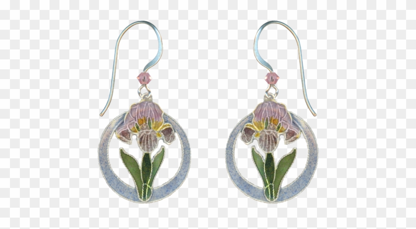 Bearded Iris Round Earrings Copy - Earrings Clipart
