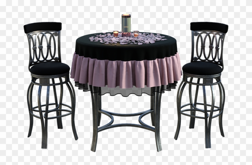 Table Chairs Dinner Valentines Candles Petals - Bar Stool Clipart #5129719
