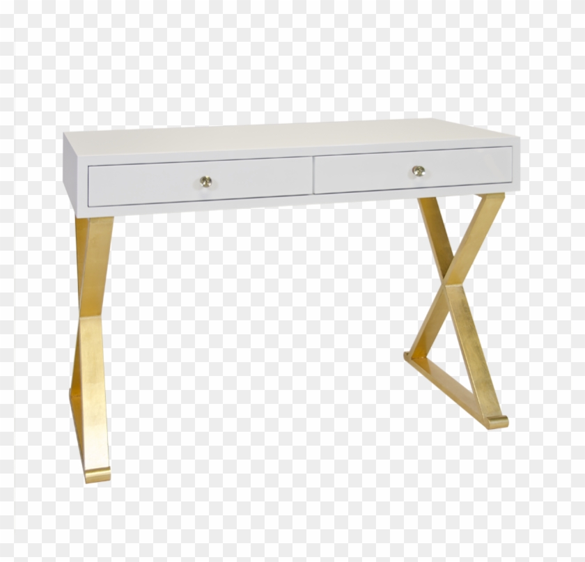 White And Gold Console Table Or Desk - Small White And Gold Desk Clipart