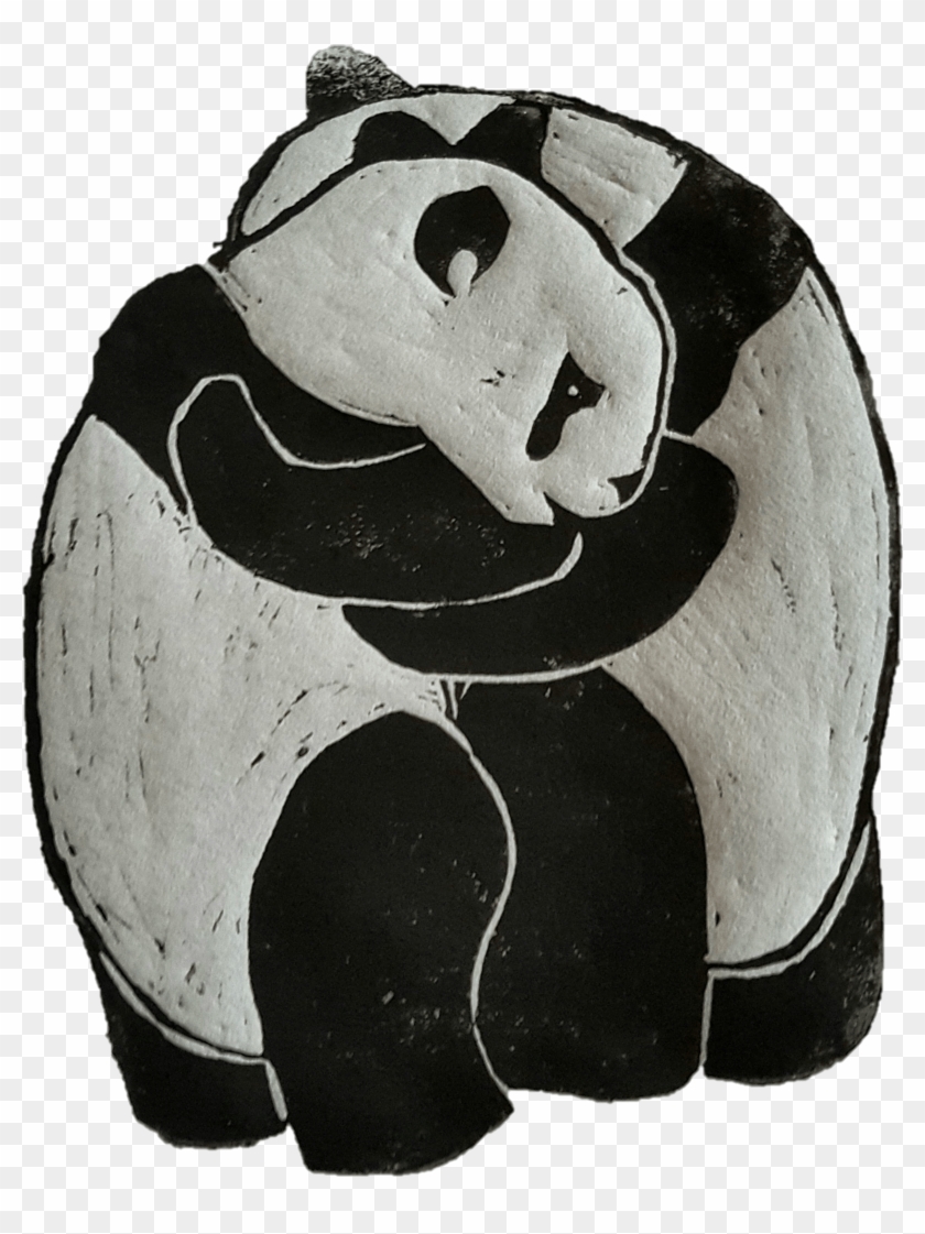 'panda Hugs' Linoprint - T-shirt Clipart #5131722