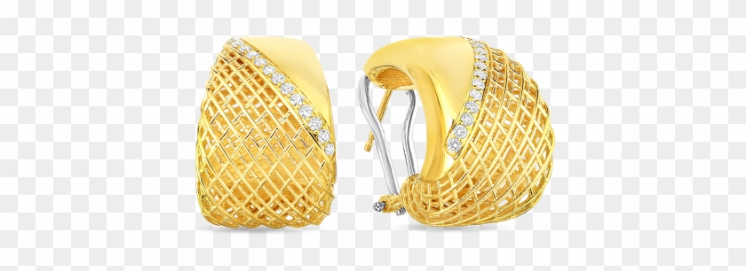 18k Yellow Gold "golden Gate" Earrings With Diamonds - Earrings Clipart #5132668