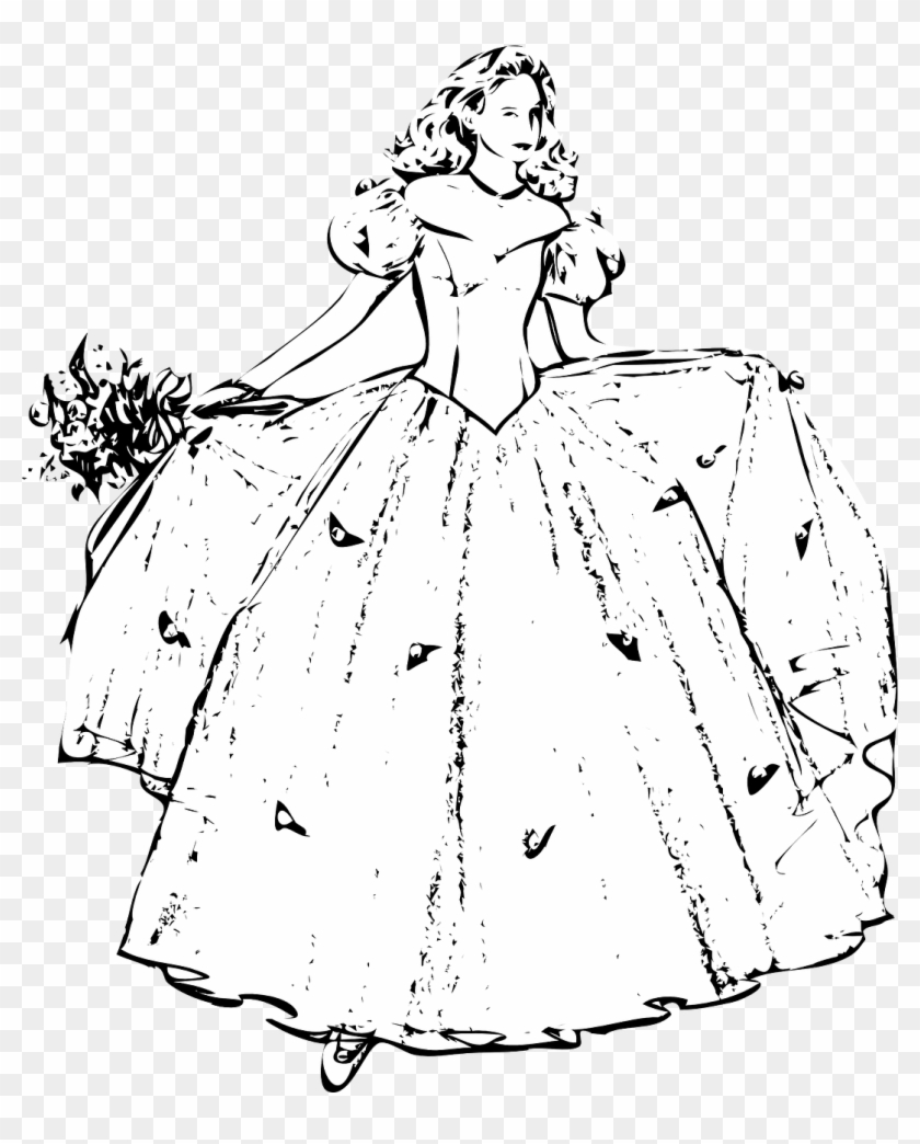 Gown Woman Flowers Dress Png Image - Pobarvanka Princeske Clipart #5132878