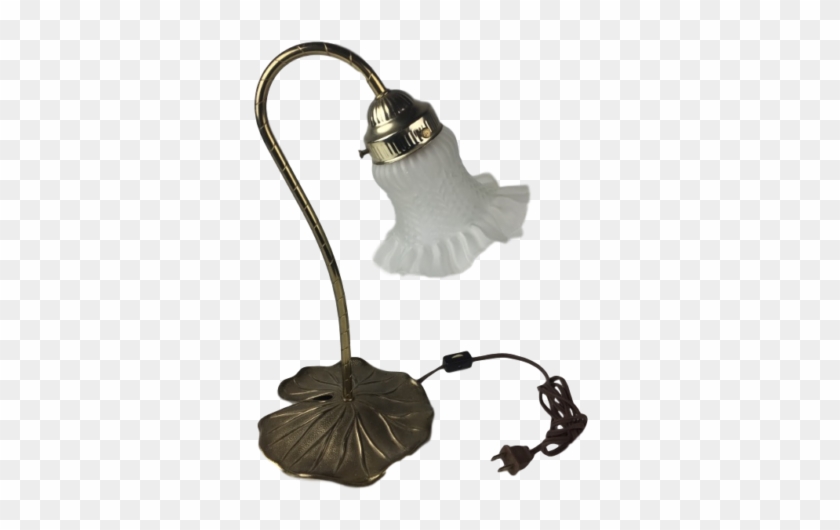 Vintage Frosted Loevsky Gooseneck Lily Pad Brass Base - Figurine Clipart