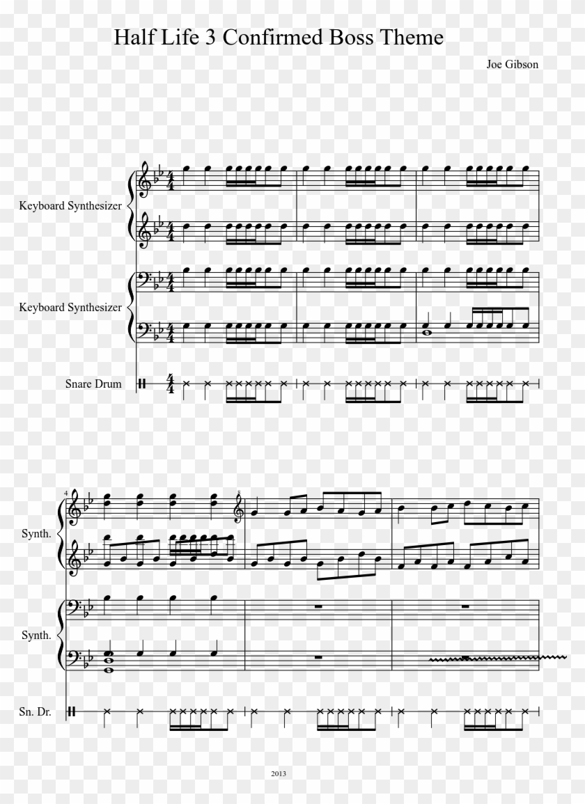 Half Life 3 Confirmed Boss Theme Sheet Music Composed - Sheet Music Clipart