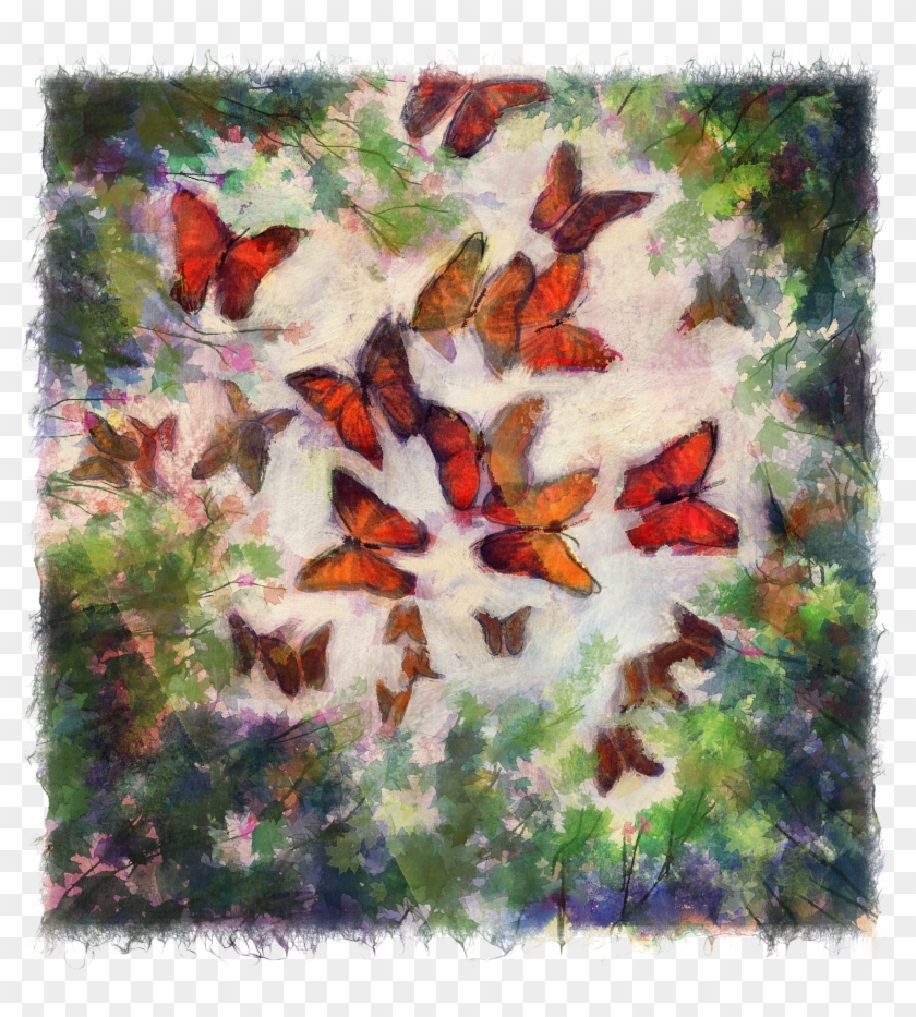 Sunny Day Butterflies - Watercolor Paint Clipart