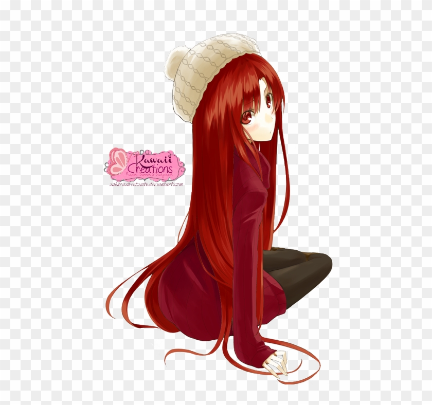 Girls Transparent Red Hair - Anime Girl Red Hair Red Eyes Clipart #5134009