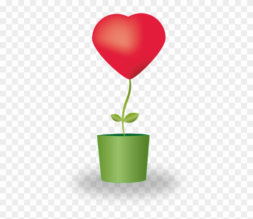 Heart Flower Potted Plants Love Mother's Day - Flor Coração Png Clipart