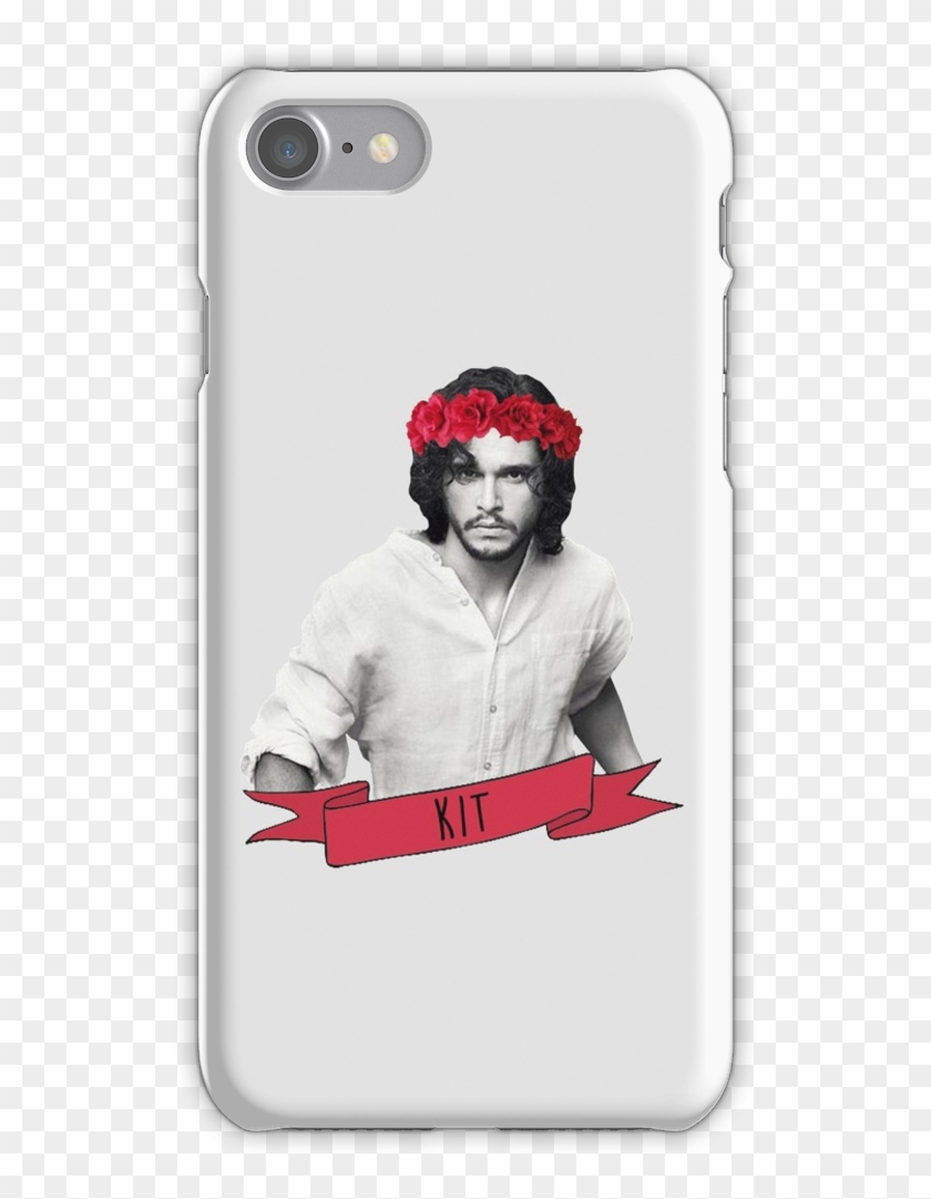 Kit Harington Black And White In Red Flower Crown Iphone - Gift Game Of Thrones Clipart #5137295