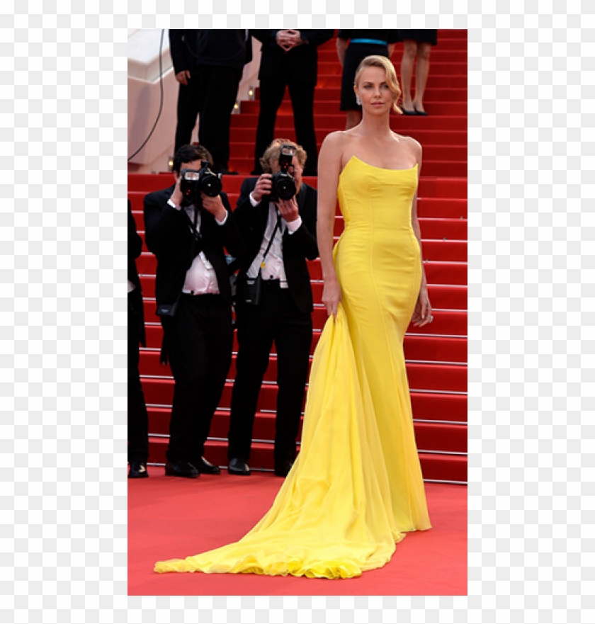 Charlize Theron Yellow Strapless Special Occasion Dresses - Charlize Theron Red Carpet Clipart #5137537