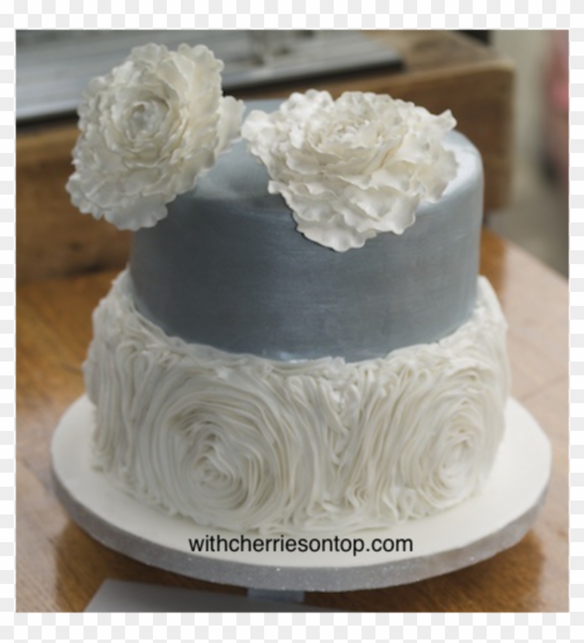 Rosette And Silver Wedding Cake On Cake Central - Cake Decorating Clipart #5138008