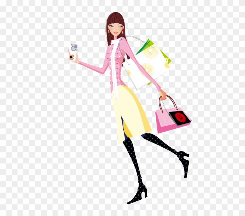 Happy Shopping Girl Vector Self-timer 595*842 Transprent - Girl Shopping Vector Happy Clipart