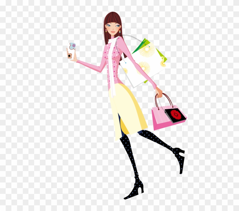 Happy Shopping Girl Vector Self-timer 595*842 Transprent - Girl Shopping Vector Happy Clipart #5142387