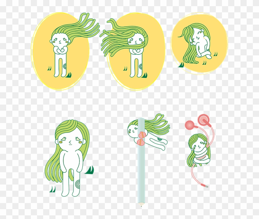 Sad Girl Vector - Abstract Character Clipart