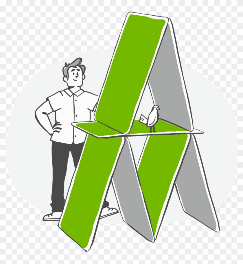 Cartoon Of A Person Building A House Of Cards Out Of - Cartoon Clipart