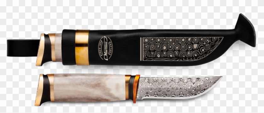 Marttiini Moose Antler Damascus Knife - Marttiini Moose Antler Damascus Clipart #5143106
