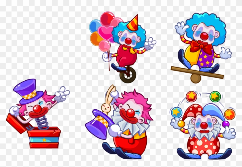 Different Illustration Joker Postures Five Clown Cartoon - Tipos De Palhaço Clipart