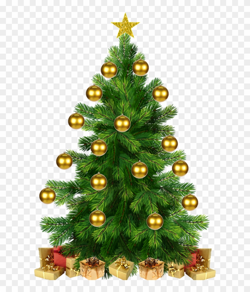 Arvore De Natal Com Estrela E Prendas E Bolinhas Png - Елка Рисунок Без Фона Clipart