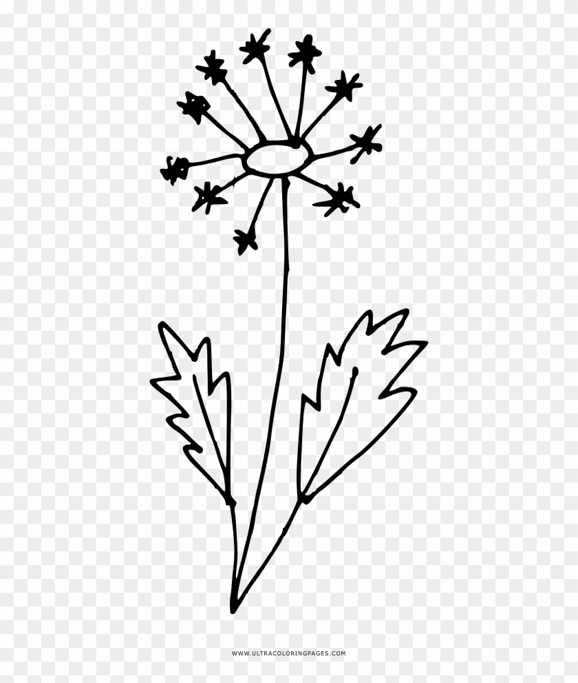 Dandelion Coloring Page - Line Art Clipart #5145907