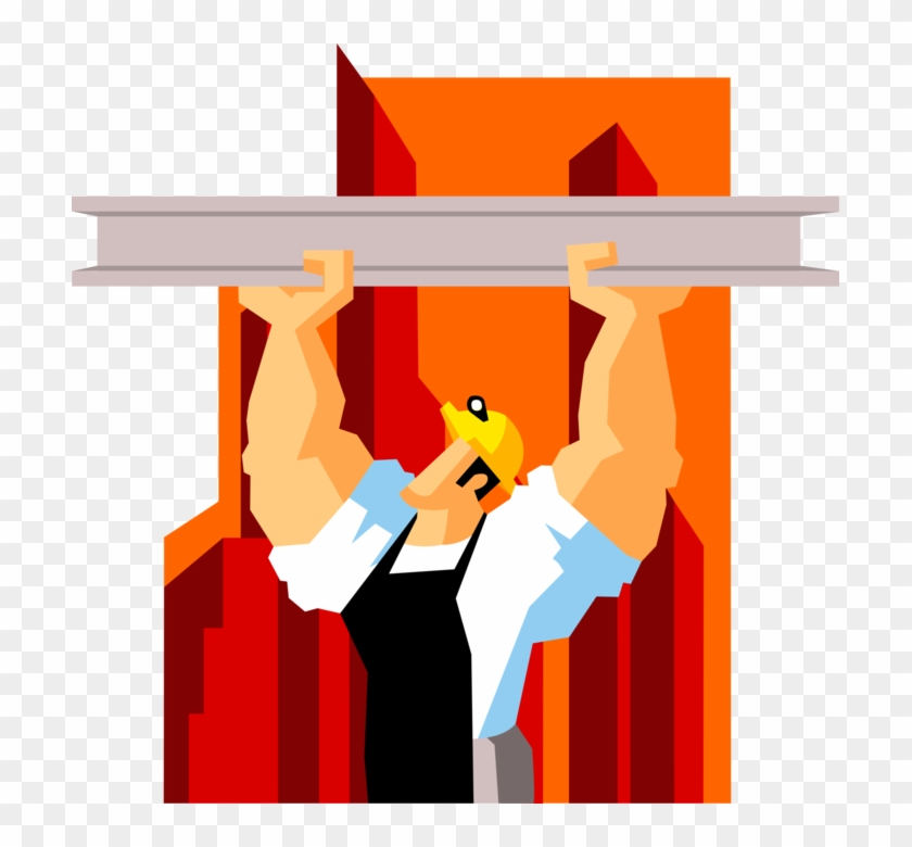 Vector Illustration Of Powerful Construction Worker - Under Construction Clipart