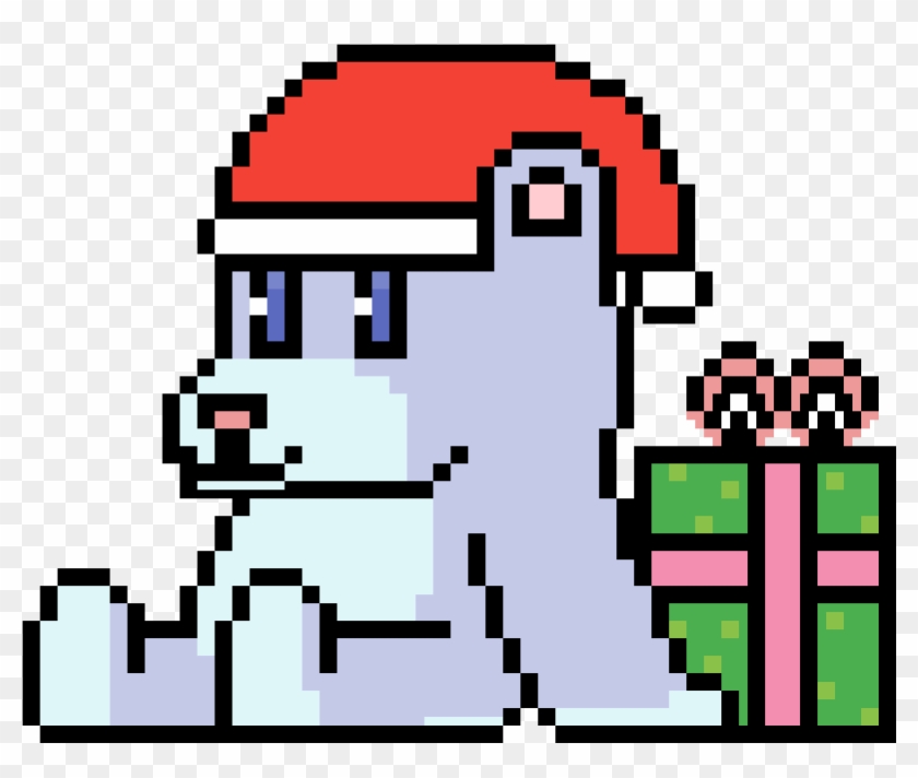 Christmas Bear - Cute Pixel Art Animals Clipart