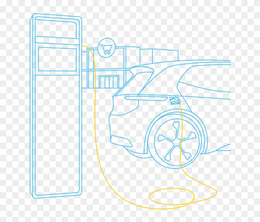 Vehicle Is Charged In The Car Park Of A Supermarket - Car Clipart