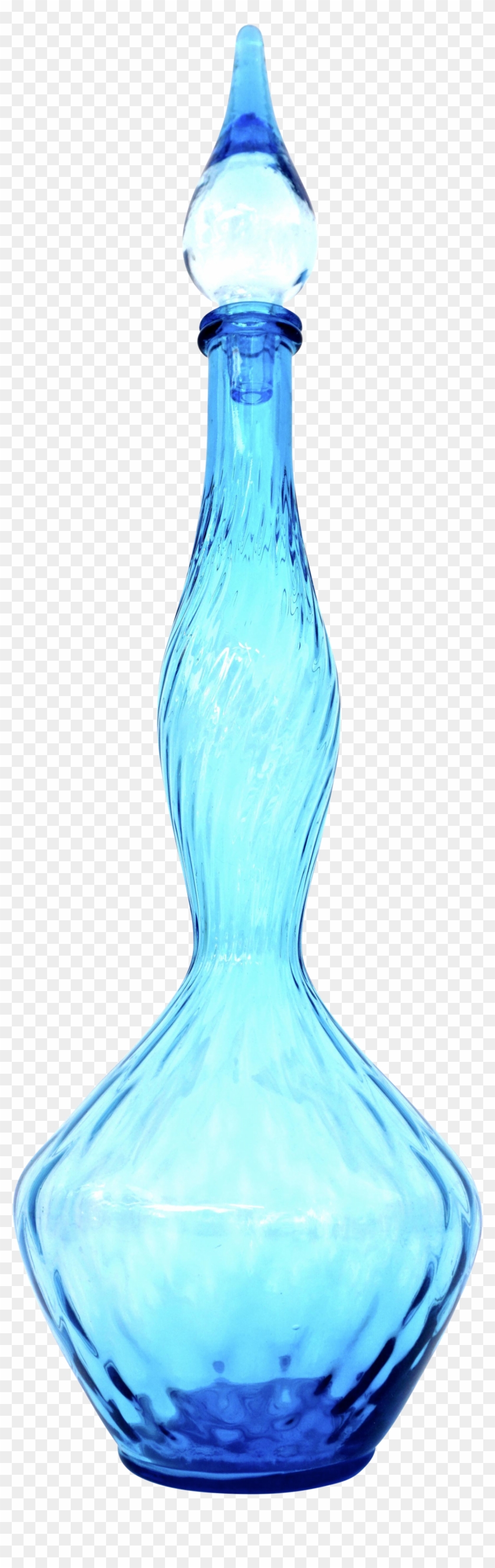 M#century Modern Italian Blue Glass Genie Bottle Decanter Clipart