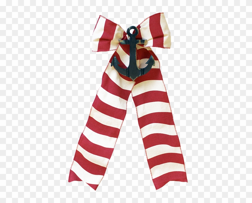 Red Cabana Stripe With Navy Anchor - Tie Clipart #5151248