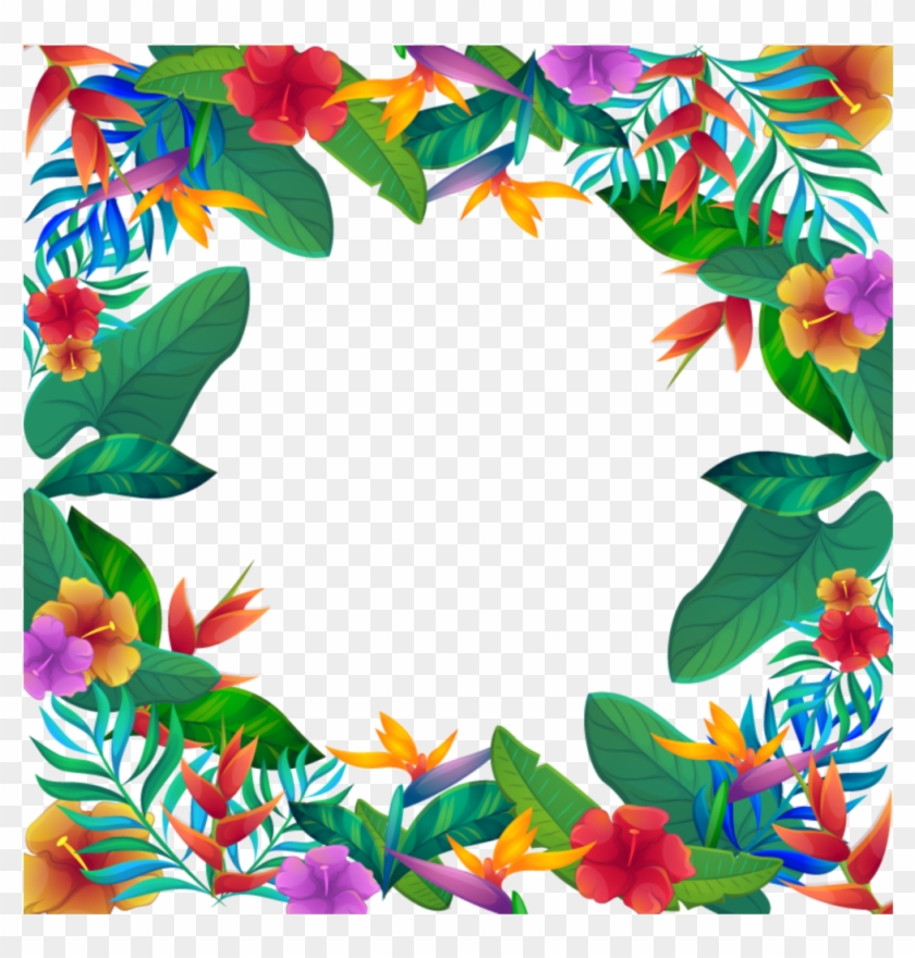 #mq #leaf #leaves #tropical #frame #frames #border - Free Clipart Tropical Flower Border - Png Download