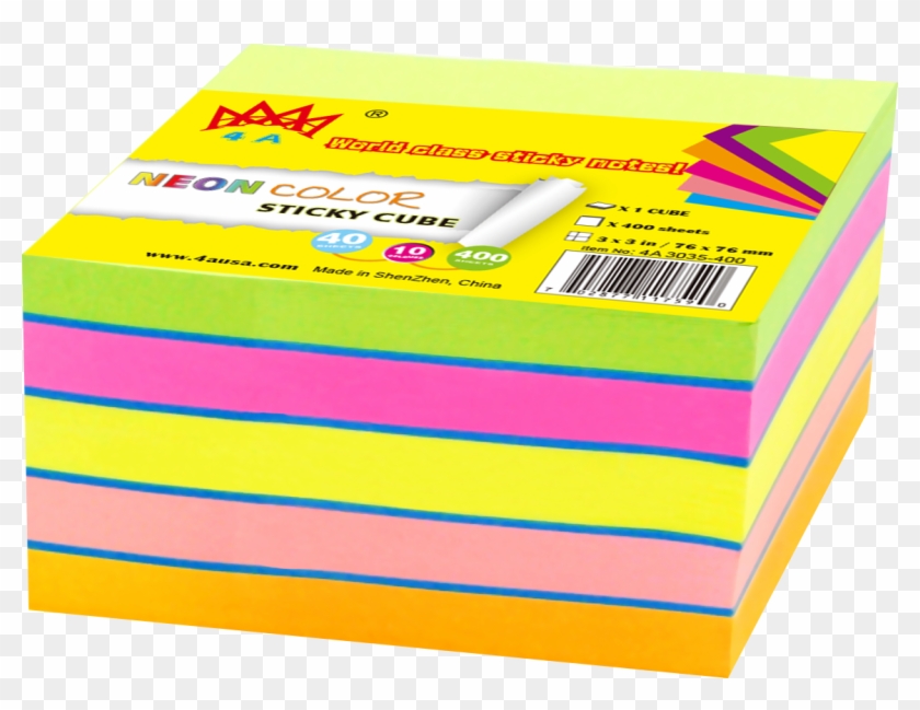 4a Sticky Note Cube In Ultra Colors Neon Assorted Total - Box Clipart #5152278