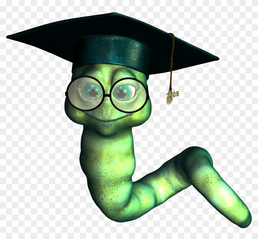 A Little Graduate Bookworm In Png Format On Transparent - Bookworm Clipart Transparent Background #5152313