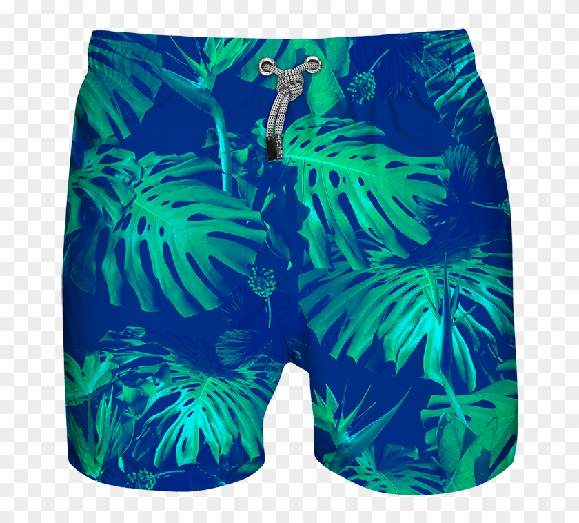Tropical Leaves - Azul Siete - Board Short - Boardshorts Clipart #5152418