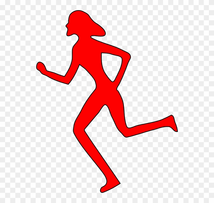 Corredor, Mujer, Silueta, Delgado, Rojo, El Deporte - Woman Running Clip Art - Png Download #5152486