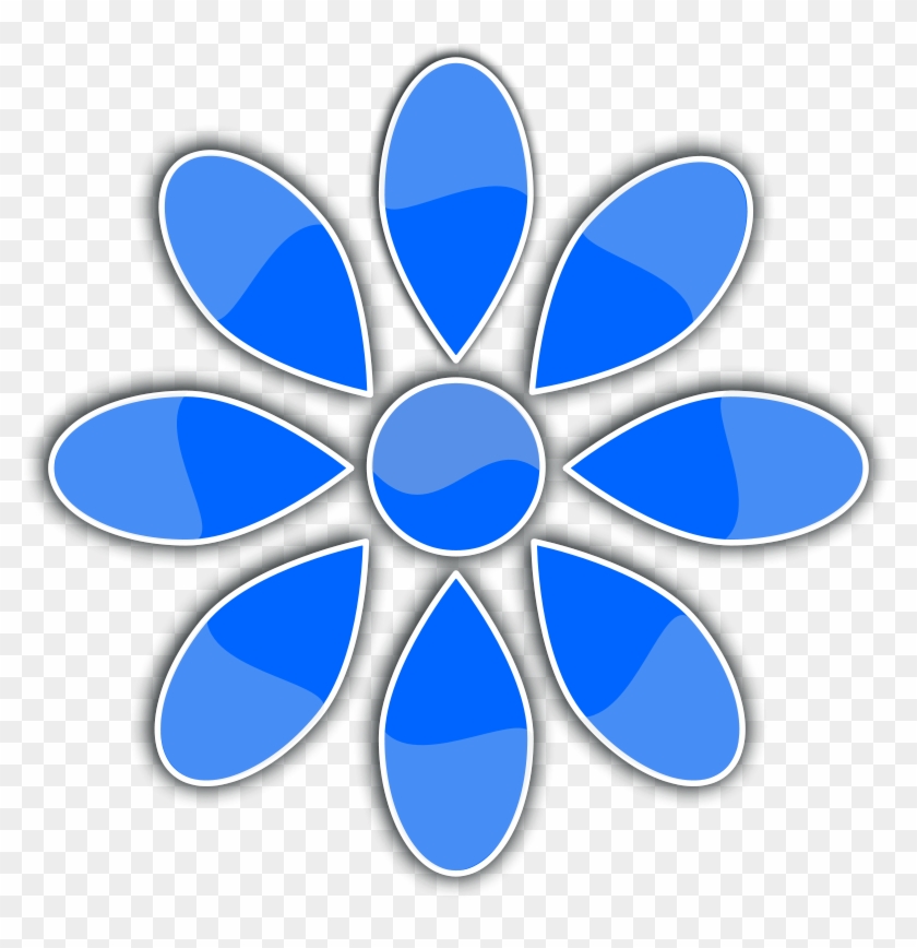 Flor, Pétalos, Azul, Brillante, Florales, Simétrica - Earthkind Logo Clipart