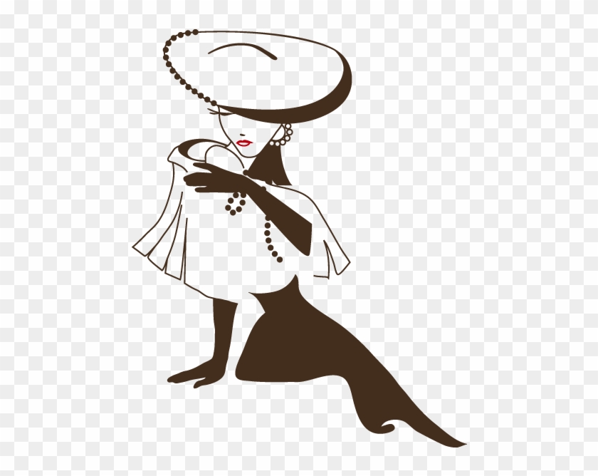Mujer Vintage Png - Silhouette Woman With Hat Png Clipart