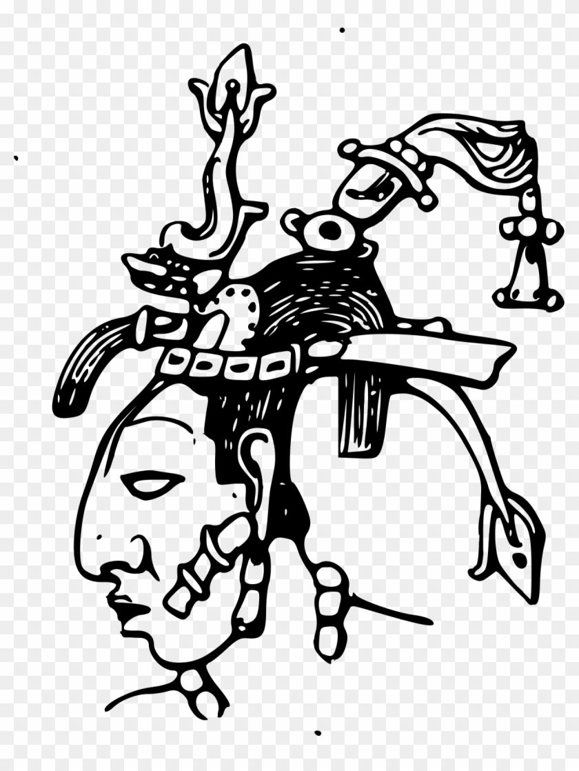 Kʼinich Janaabʼ Pakal - Black And White Maya Clipart - Png Download